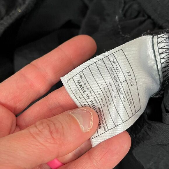 Vtg 90's Nike Trackpants Swoosh Black Joggers Men's L Zip Ankle Nylon - Picture 5 of 10